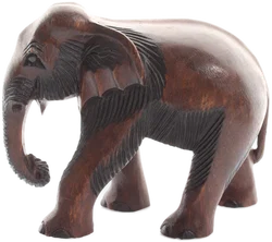 Handgeschnitzter Elefant aus Holz – dunkel – asiatische Deko – ca. 16 cm - Bild 2