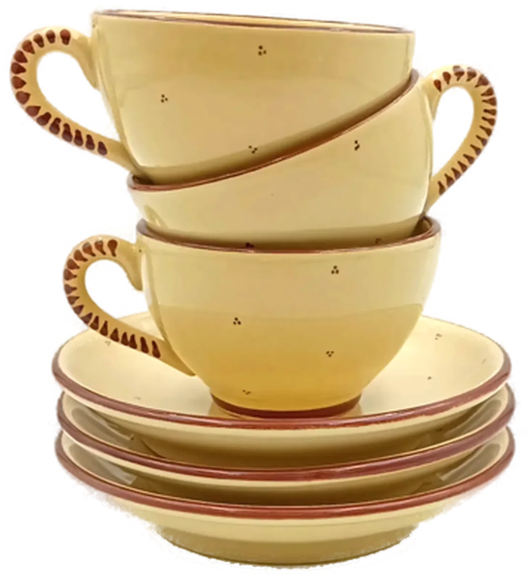 Gollhammer Keramik creme/braun - Kaffeetassen mit Untertassen Set 6-teilig - Bild 4