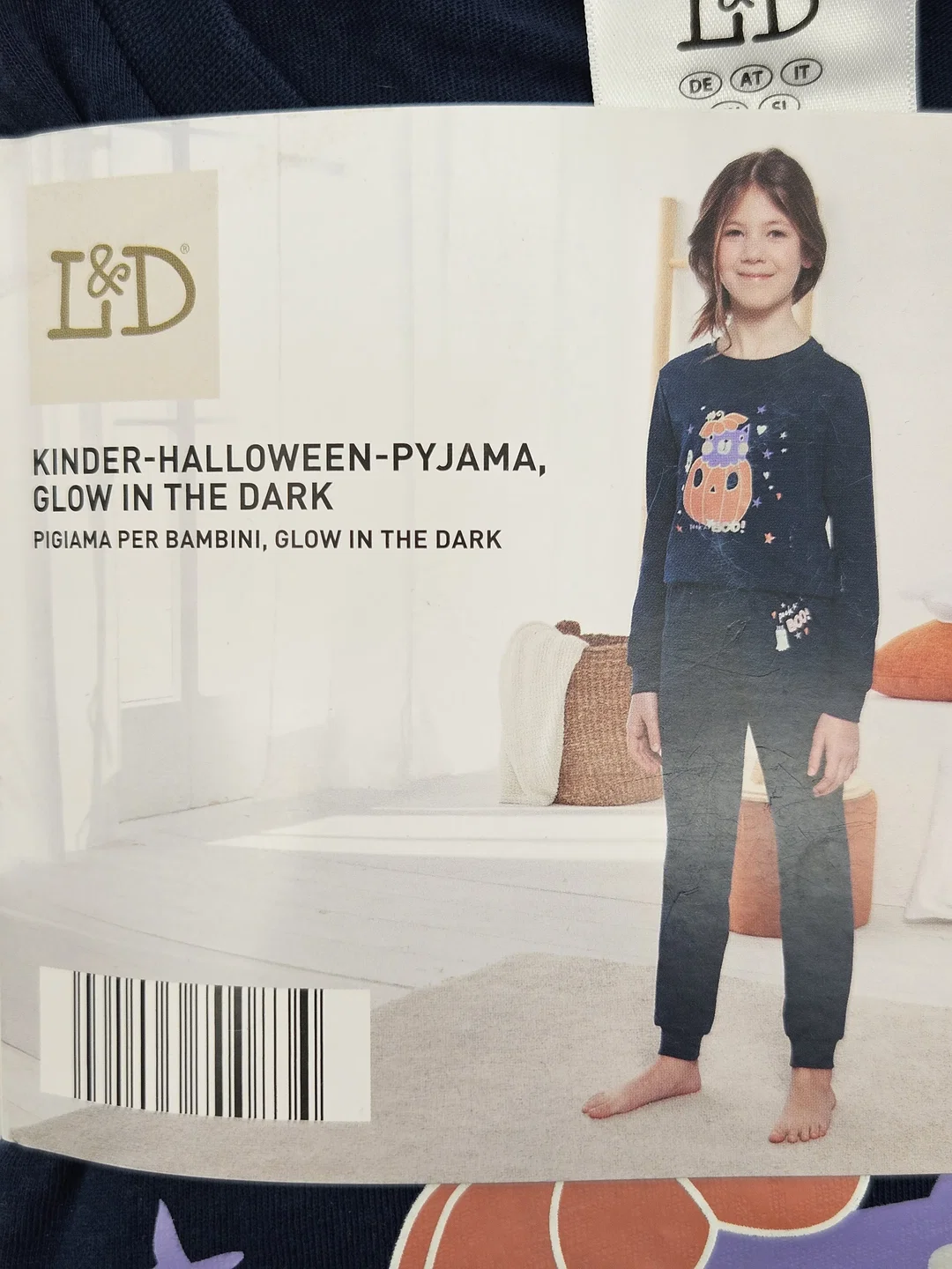 L&D Kinder-Halloween-Pyjama Glow in the Dark #2, blau - Gr- 122/128 – Bild 2
