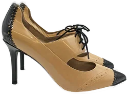 Levity Schnürpumps Mary Jane Stil in beige/schwarz Gr. 39 – Vorschau 4