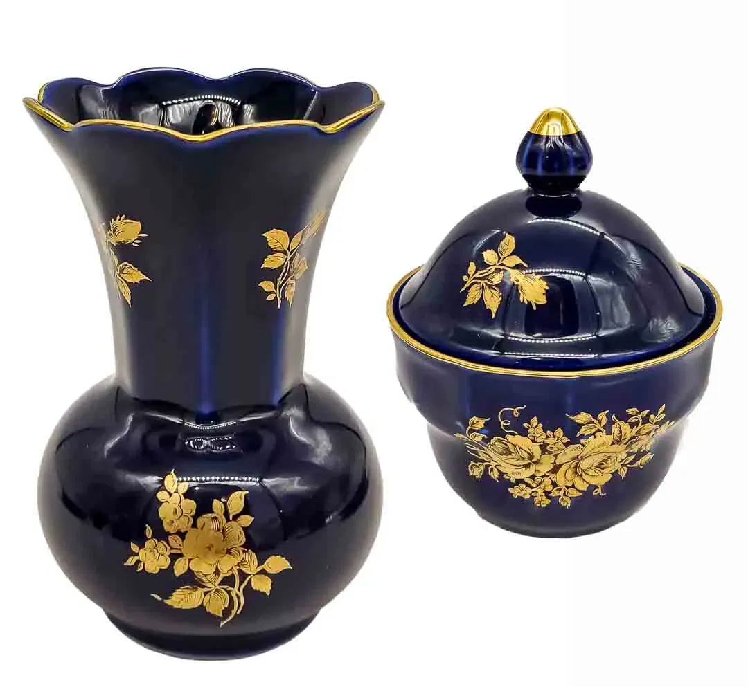 Bareuther Waldsassen Vase und Zuckerdose / Zuckertopf /  22 Karat Gold - Bild 4