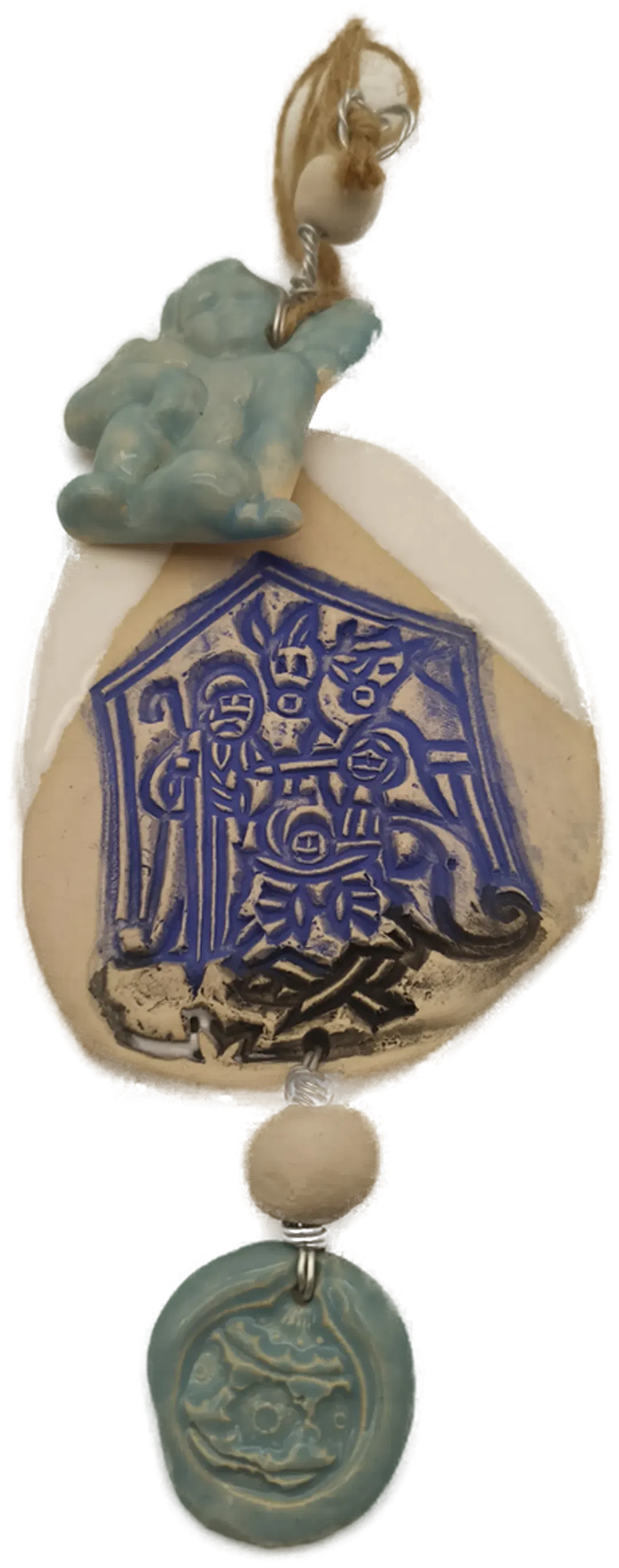 Deko Weihnachten, Keramik blau - Bild 1