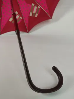 Vintage-Flanierschirm / Sonnenschirm / Damenschirm - weinrot-rosa-grau-braun gemustert - Bild 4