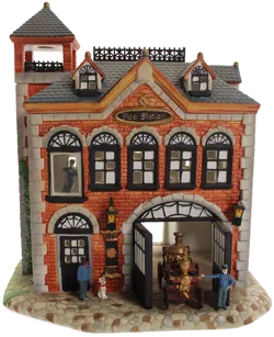 Old World Village – Fire Station – beleuchtetes Porzellanhaus – Made in China - Bild 1