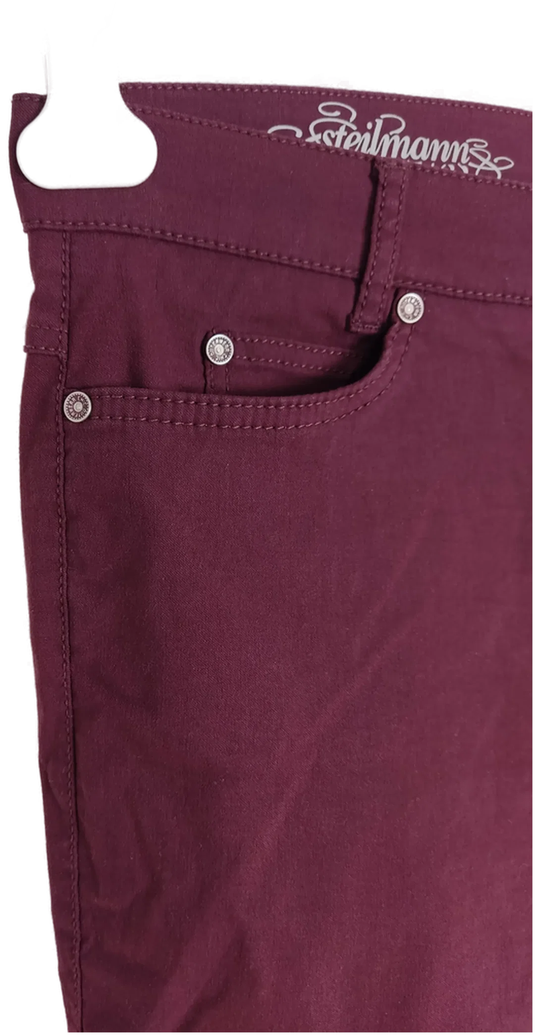 Jeans "Steilmann", lang mit Stretch, weinrot mit Taschen, Größe 46 – Bild 3