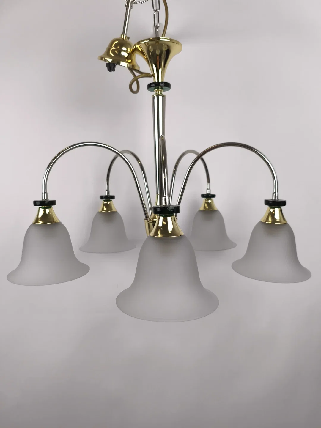 Deckenlampe, Luster 5-flammig, Messing/Glas - Bild 1