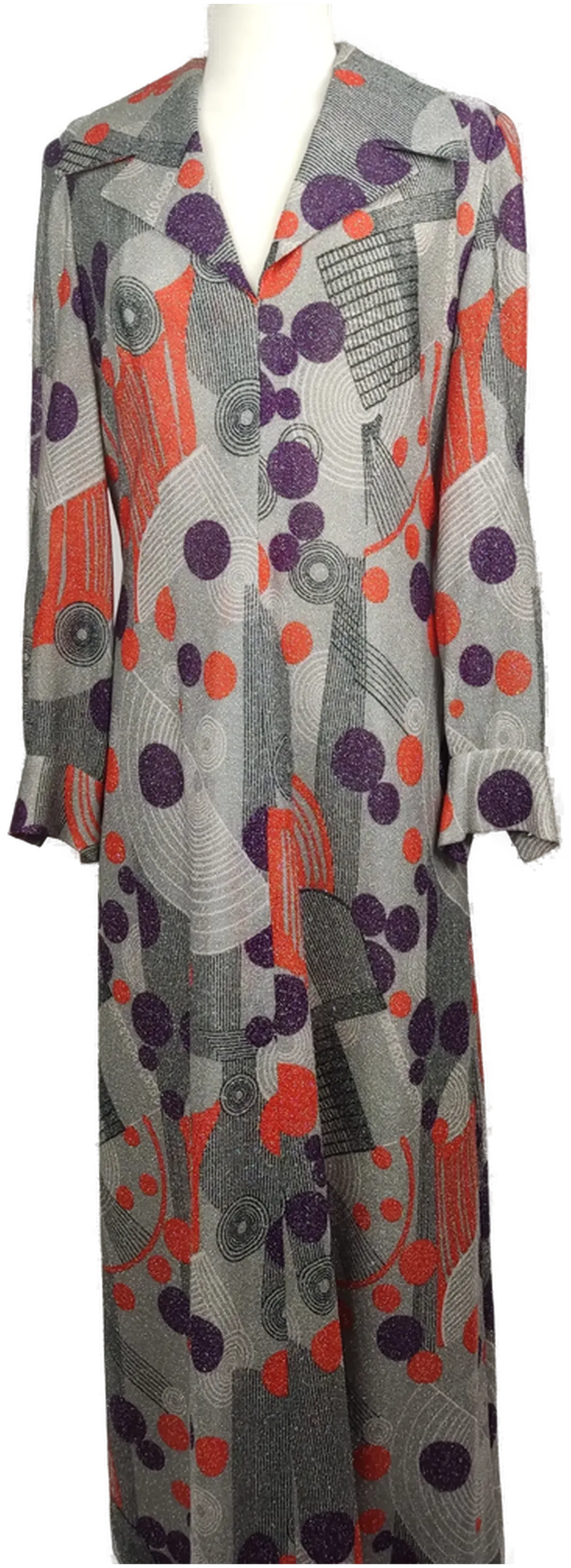 Vintage-Abendkleid silber gemustert - L/40 - Bild 1