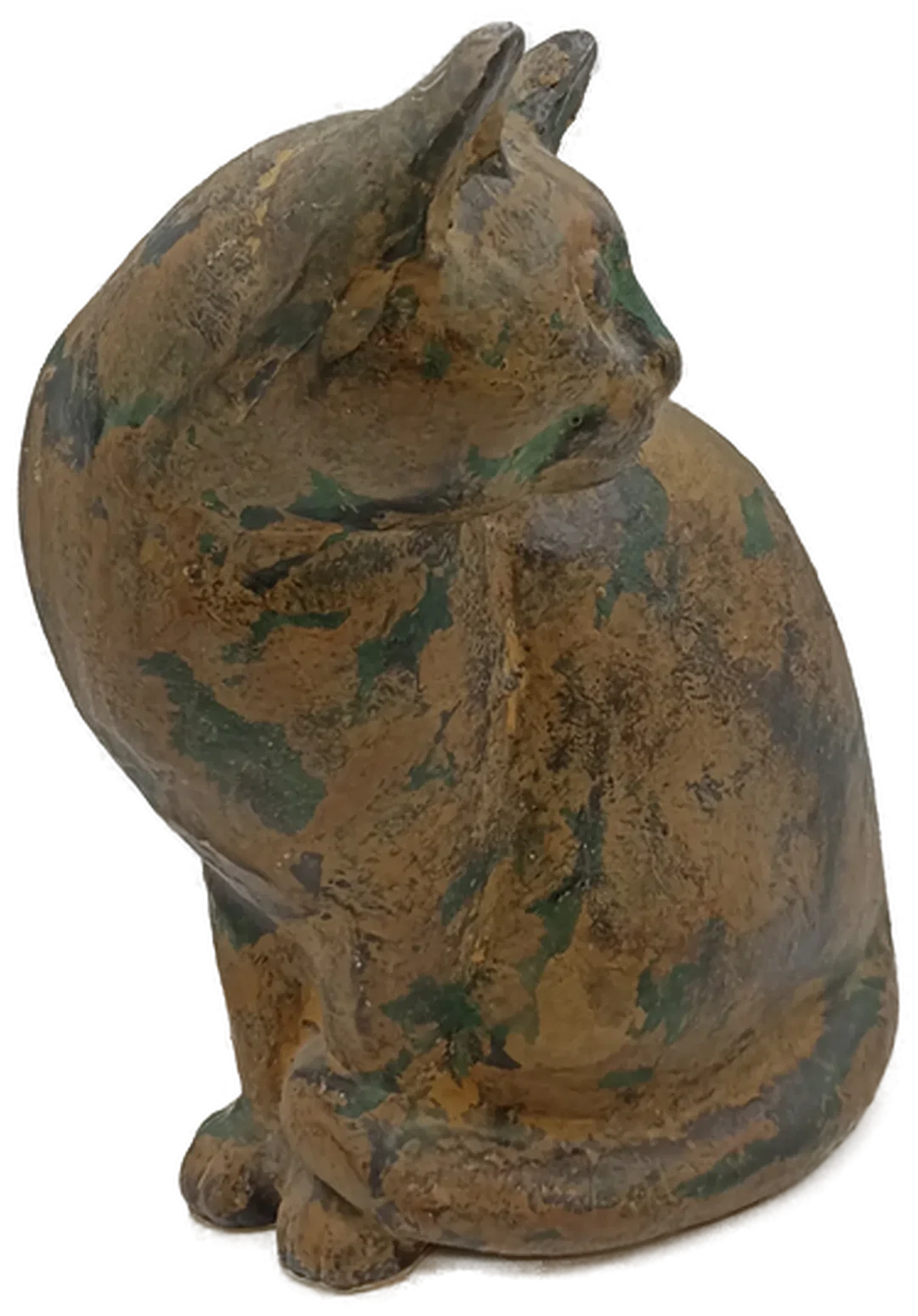 Vintage Gusseisen Katze – Dekorative Tierfigur mit grüner Patina – Bild 1