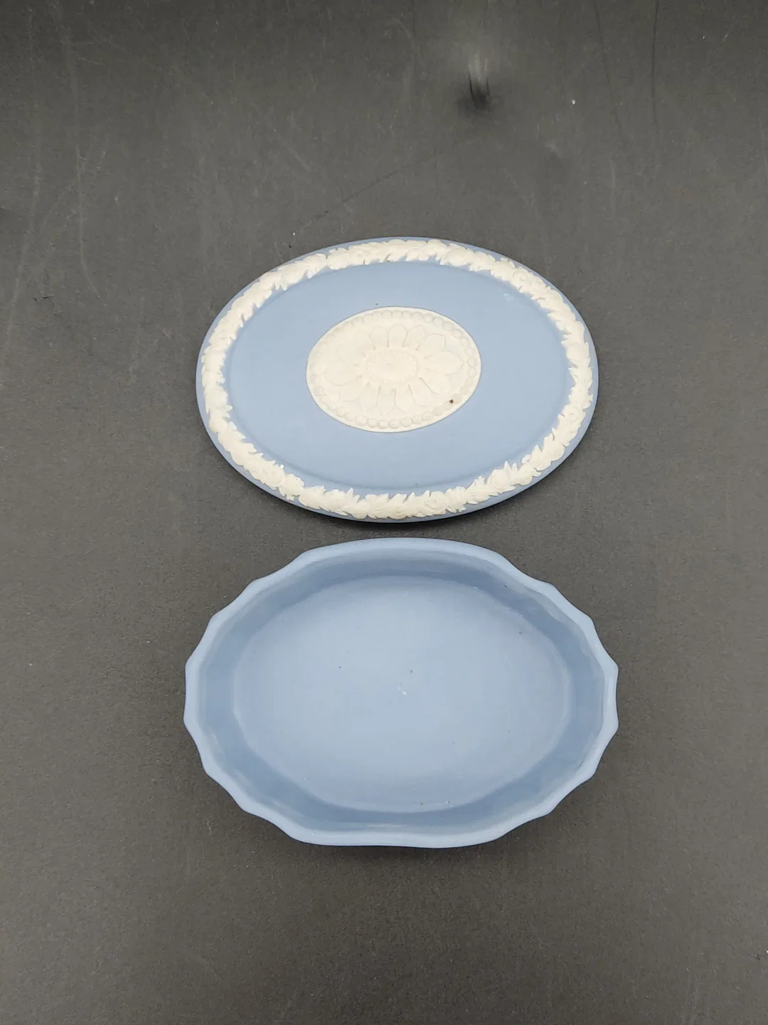 3er Set - Vintage Wedgwood Jasperware Schmuckdosen - blau/weiß – Bild 8