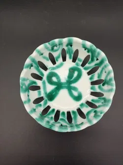 Gmundner Keramik kleiner Brotkorb grüngeflammt - Bild 2