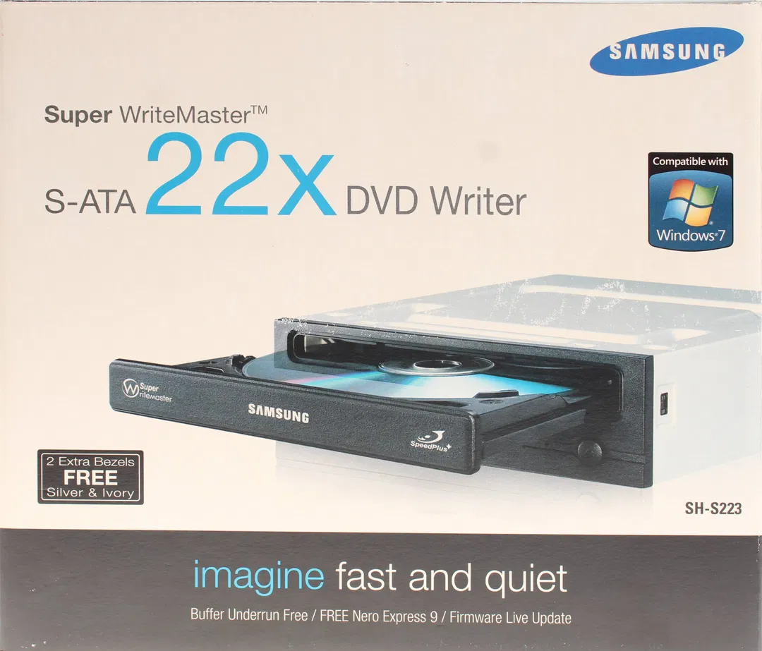 Samsung Super WriteMaster SH-S223C DVD Writer – 22x S-ATA Brenner, intern, Schwarz - Bild 1