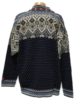 Skjaeveland Herrenpullover aus purer Wolle in blau, Größe M mit Originaletikett - Bild 2