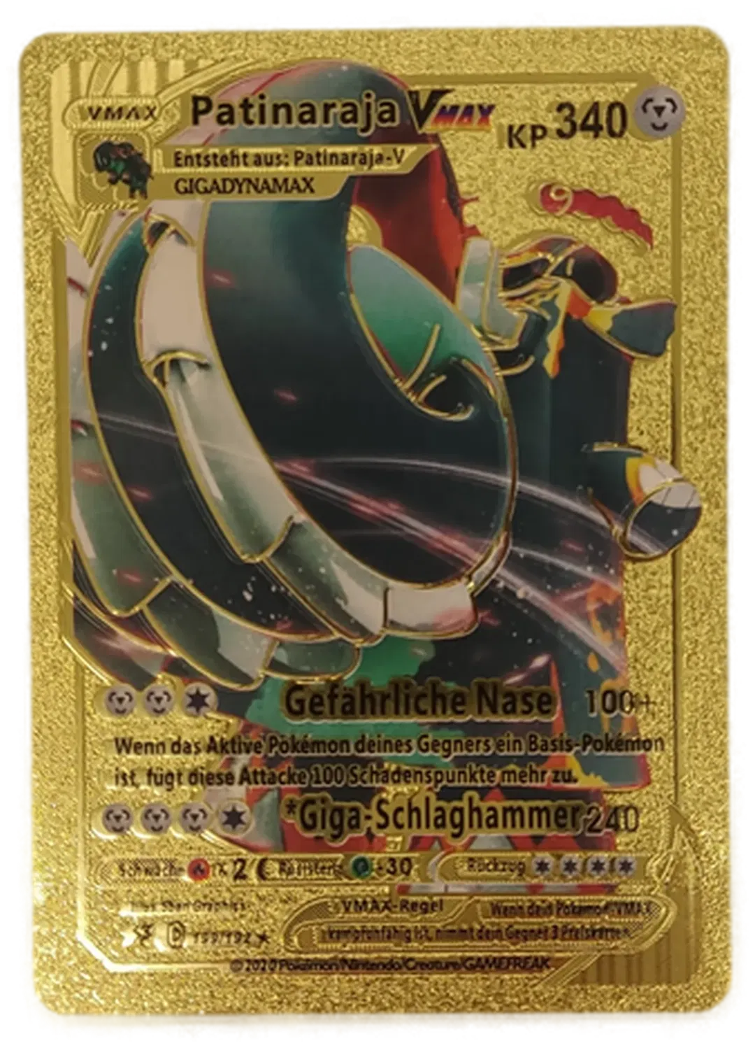 Pokémon Sammelkarte Goldfolie Vmax Patinaraja V - Bild 4