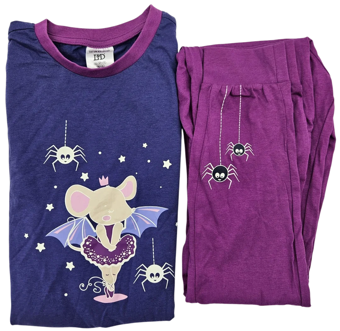 L&D Kinder-Halloween-Pyjama Glow in the Dark #1, lila - Gr- 134/140 – Bild 1