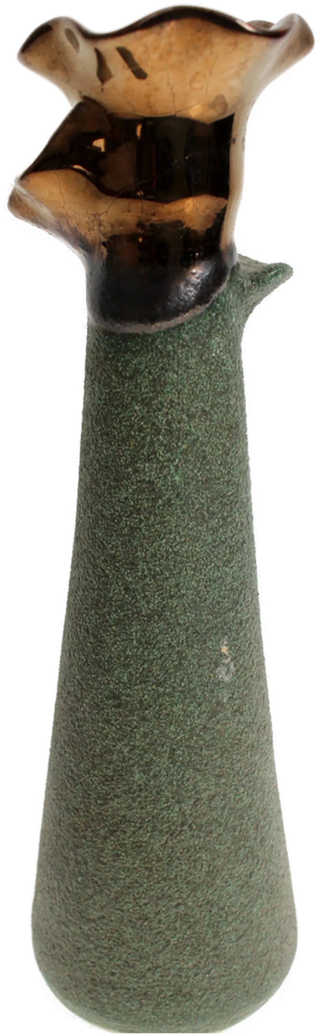 Handgemachte Keramikvase mit bronzefarbenem Blütenrand – 21,5 cm - Bild 4