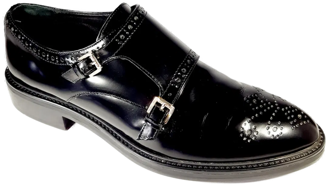 Massimo Dutti Herren Monk Leder Schuhe, schwarz - Gr. 41 - Bild 1