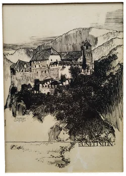 Hubert Lanzinger, Runkelstein - Original Radierung mit Pastepartout - Bild 2