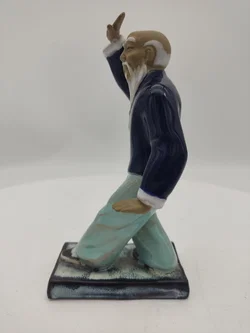  Keramikfigur Tai Chi Meister, Chinesische Handgefertigte Kampfkunst, Wanjiang Kunst Mudman Glasur ca. 1950-1960  – Vorschau 2