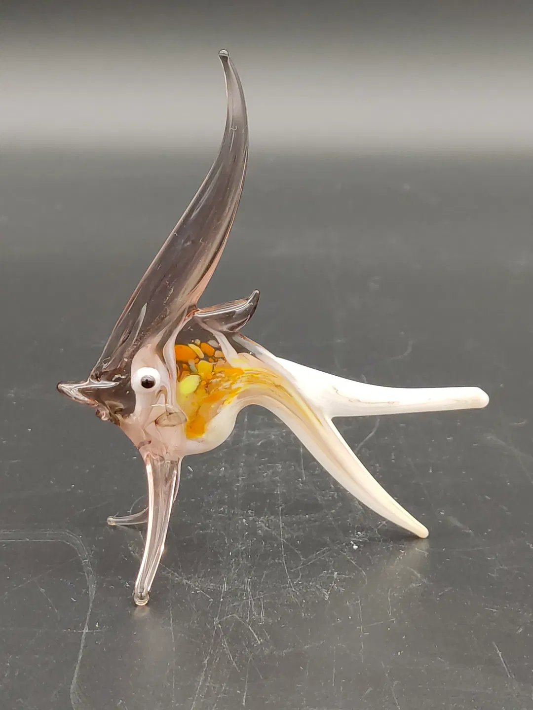 Kleine Fisch-Figur im Murano-Stil - weiss/gelb/orange/rose - Bild 1