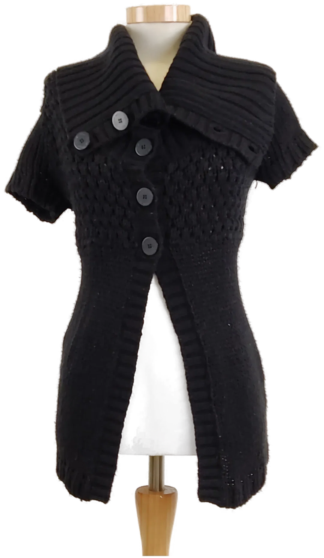 Damen Strickweste Kurzarm mit Knöpfen, Schwarz, Gr. 34 - Bild 1