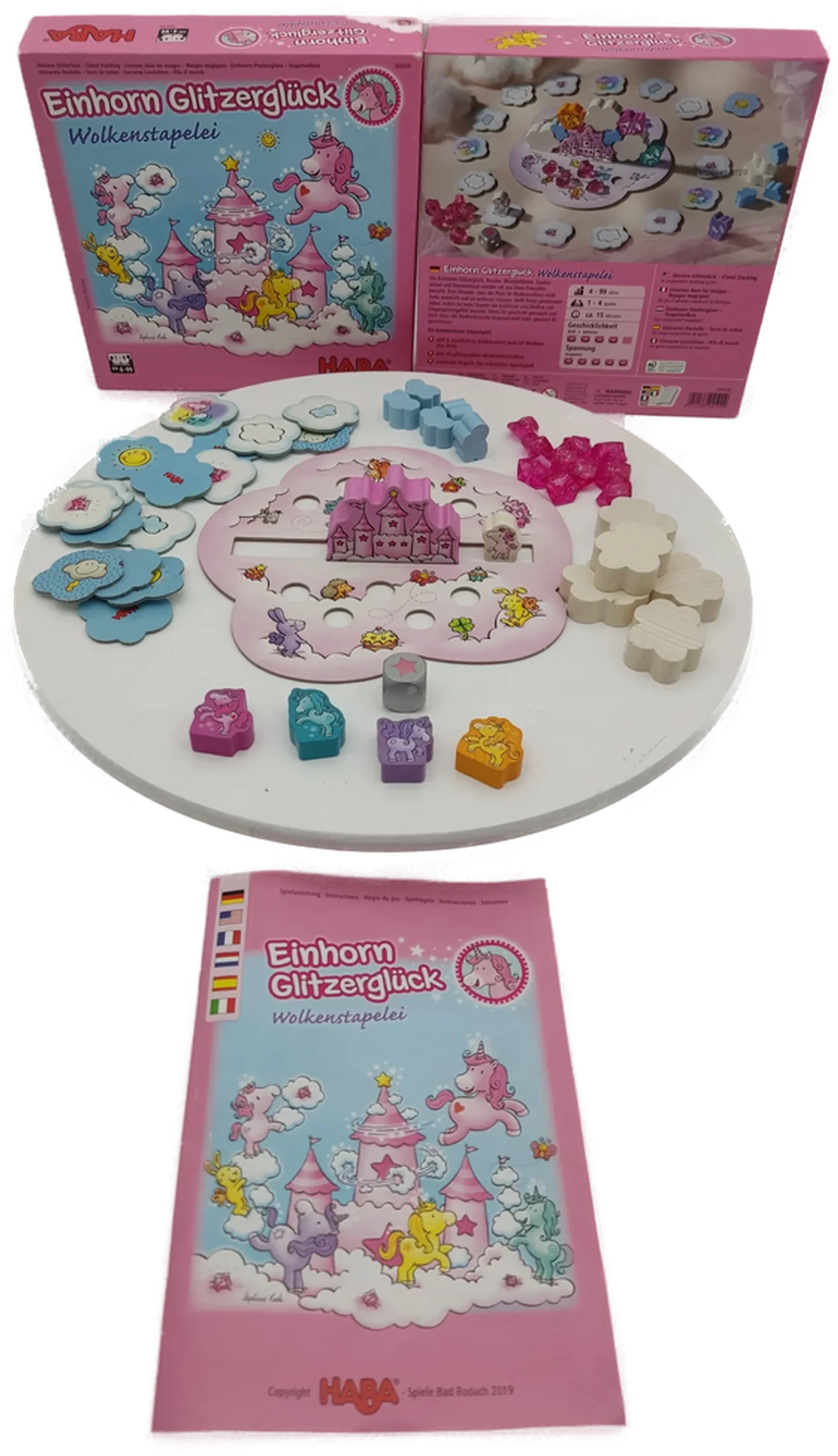 HABA Einhorn Glitzerglück Wolkenstapelei (Ab 4) | Kooperatives Stapelspiel – Bild 2