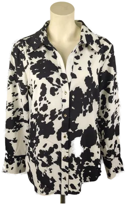 Zara Damenbluse Größe 44 in Schwarz-Weiß | Animal Print