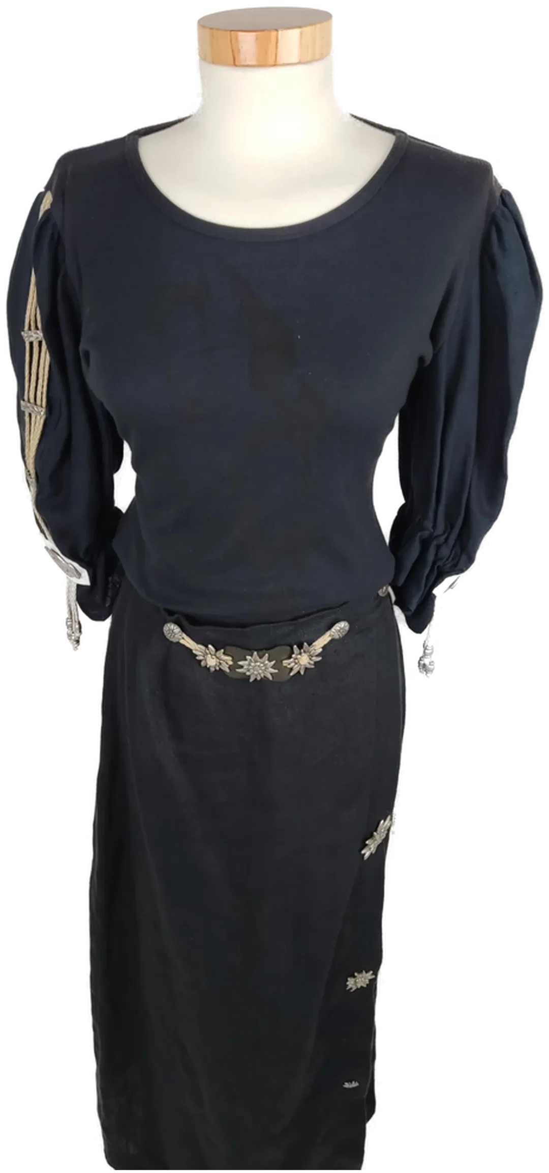 Trachtenkleid 3tlg., schwarz/braun mit Dekor, Größe S – Bild 9