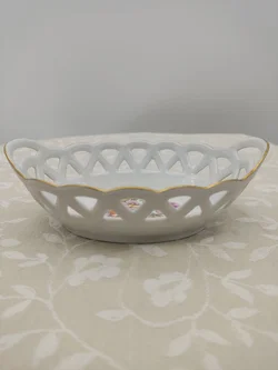 Durchbruchschale mit Blumenmotiv und Golddekor 'Fine China' | Thüringer Lichte Porzellan - Bild 5