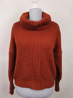 Zauberstern Strickpullover mit großem Rollkragen, Damen, Gr. S