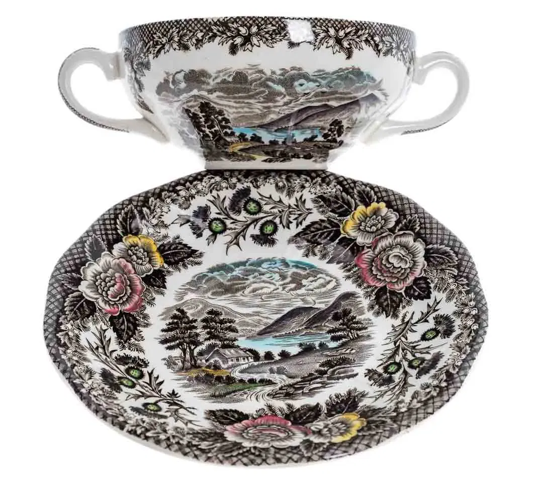 Enoch Wedgwood Tunstall Ltd Suppentasse mit Unterteller Desgin 