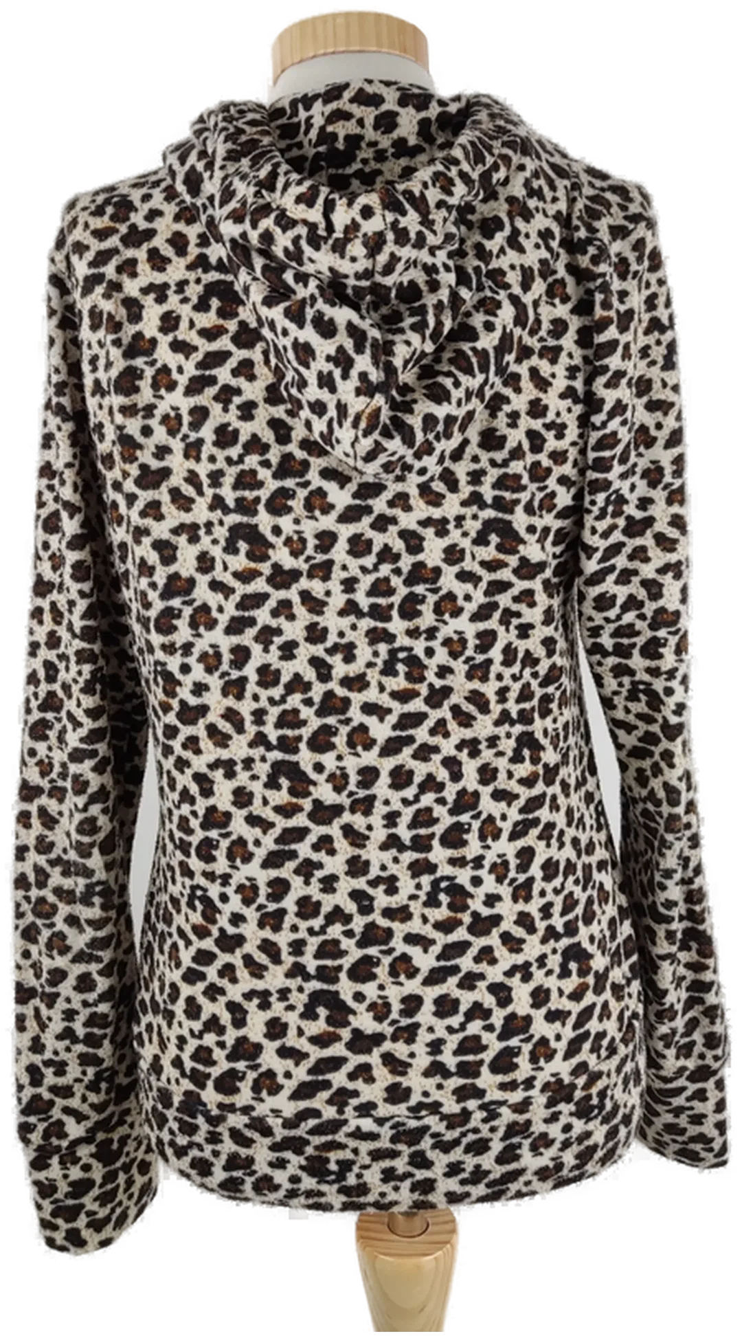 Weste 'blind date - Casual Wild', langarm mit Zipp und Kapuze, braun/beiger Animalprint, Größe M – Bild 3