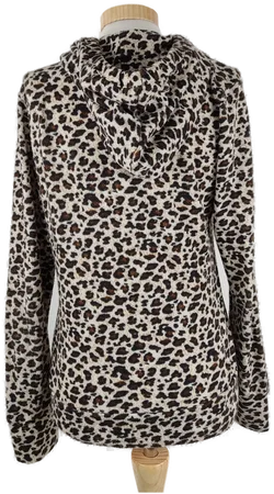Weste 'blind date - Casual Wild', langarm mit Zipp und Kapuze, braun/beiger Animalprint, Größe M – Vorschau 3