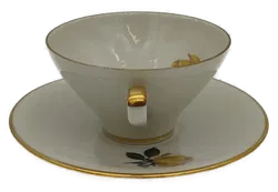 Blumenverzierte Kaffee Tasse mit Unterteller von Seltmann Weiden - Bild 2