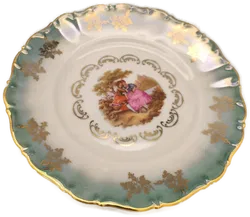 2 x Seltmann Weiden Porzellanteller Durchmesser 19cm Jean-Honoré fragonard sujet Goldrand - Bild 2