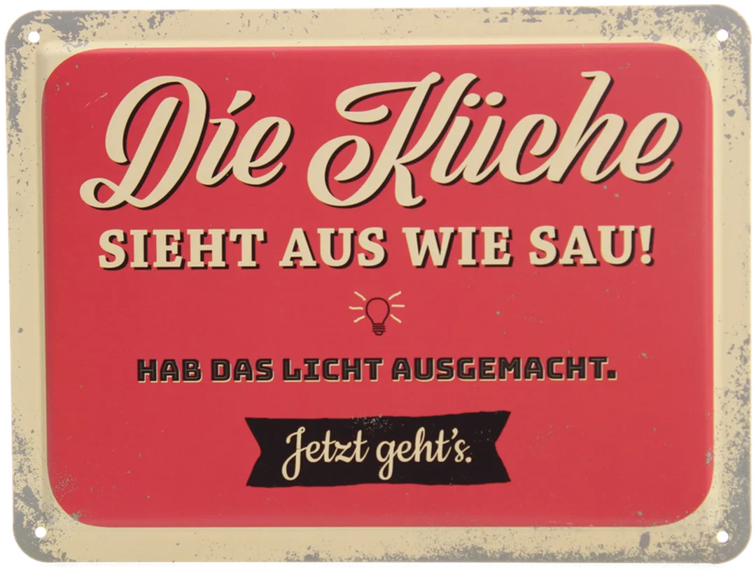 3 Stück Metallschilder, verschiede Redensarten, Wanddeko, 20x15 cm – Bild 4