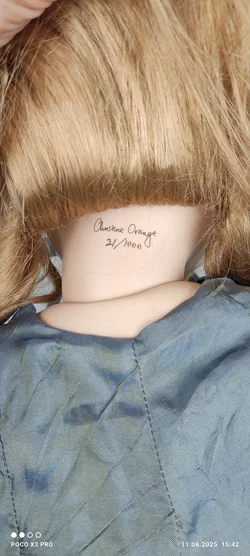 Künstlerpuppe, Christine Orange Porzellanpuppe 