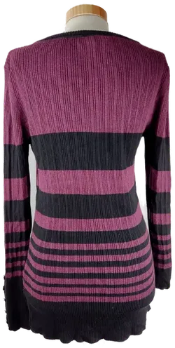 Pullover 'Blind Date', langarm mit Rundhalsausschnitt, brombeer/schwarz gestreift, Größe S - Bild 3