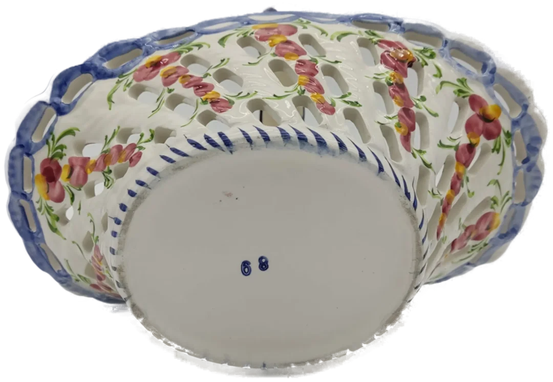 Vintage Obst- Blumenkorb Keramik mit Blumendekor - H/21 cm – Bild 5