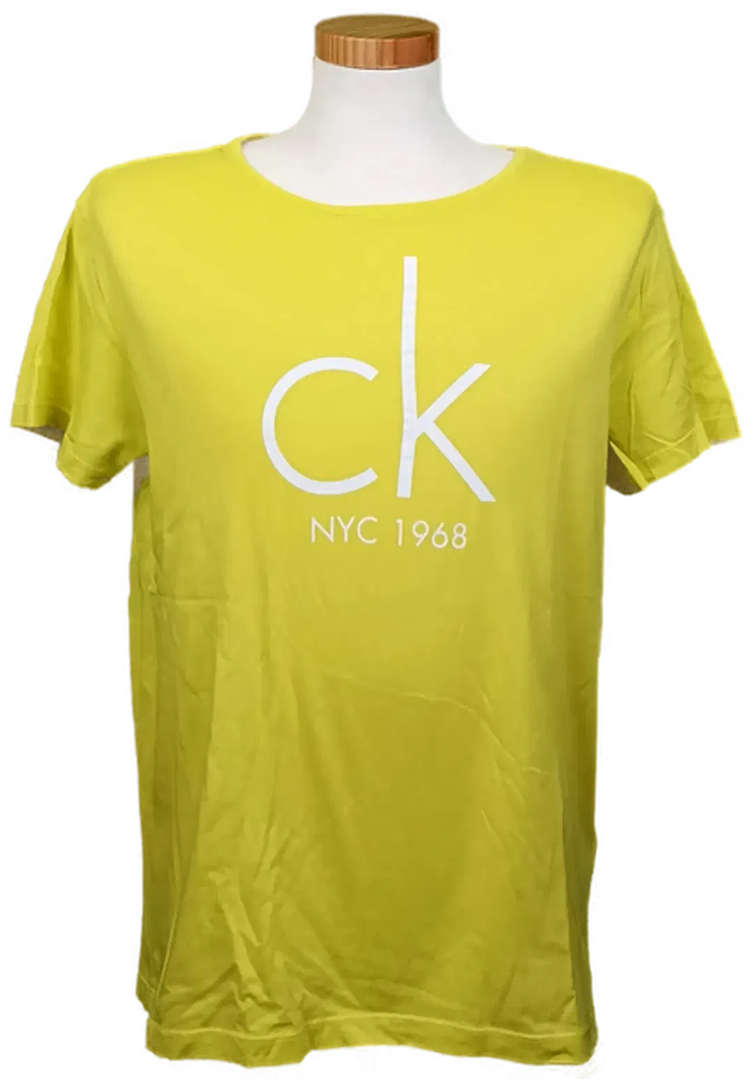 Calvin Klein Herren T-Shirt neongelb mit Logo Gr. L - Bild 4