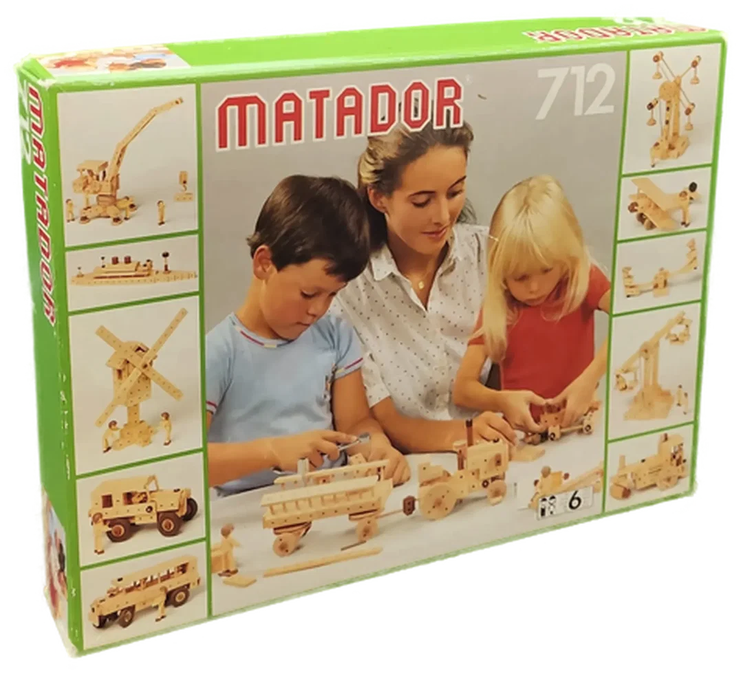 Matador 712 Holzbaukasten Vintage 1980er Baukasten Holzspielzeug Klassiker – Bild 1