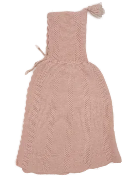 Vintage Baby Cape mit Kapuze, handgestrickt - pastellrosa - Bild 2