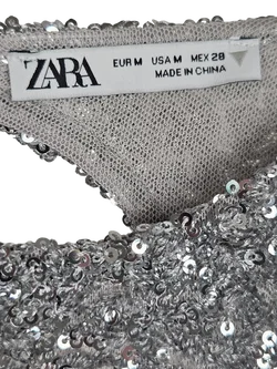 ZARA Damen Partykleid, silber - Gr. M - Bild 3