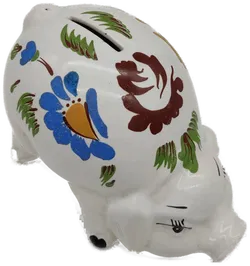 Sparschwein Porzellan, weiß mit Bemahlung, Größe ca. 18 x 12 x 11 cm - Bild 3