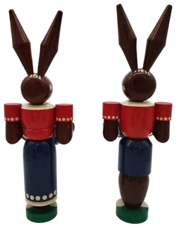 Holzdeko Hasen im Erzgebirge-Stil Handarbeit - Bild 3