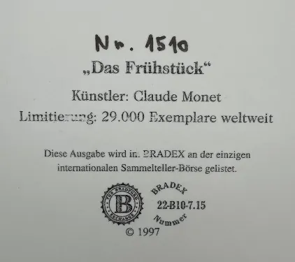 Prozellanbild "Das Frühstück" Claude Monet 1840-1926 – Bild 3