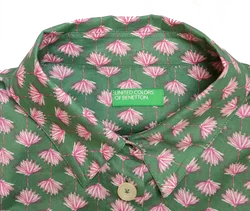 United Colors of Benetton Herren Kurzarmhemd grün mit Löwenzahnmuster Gr. XL - Bild 3