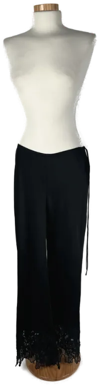 Zara - Damen Satinhose mit Spitzenbesatz - Gr. L – Bild 1