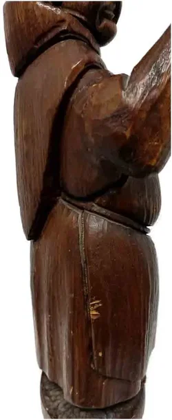 Rustikale Mönchsfigur mit Weinbecher und Fass - Bild 4