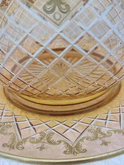 Glas Bowle-Gefäß mit Unterteller mit Golddekor | Festlicher Blickfang - Bild 9