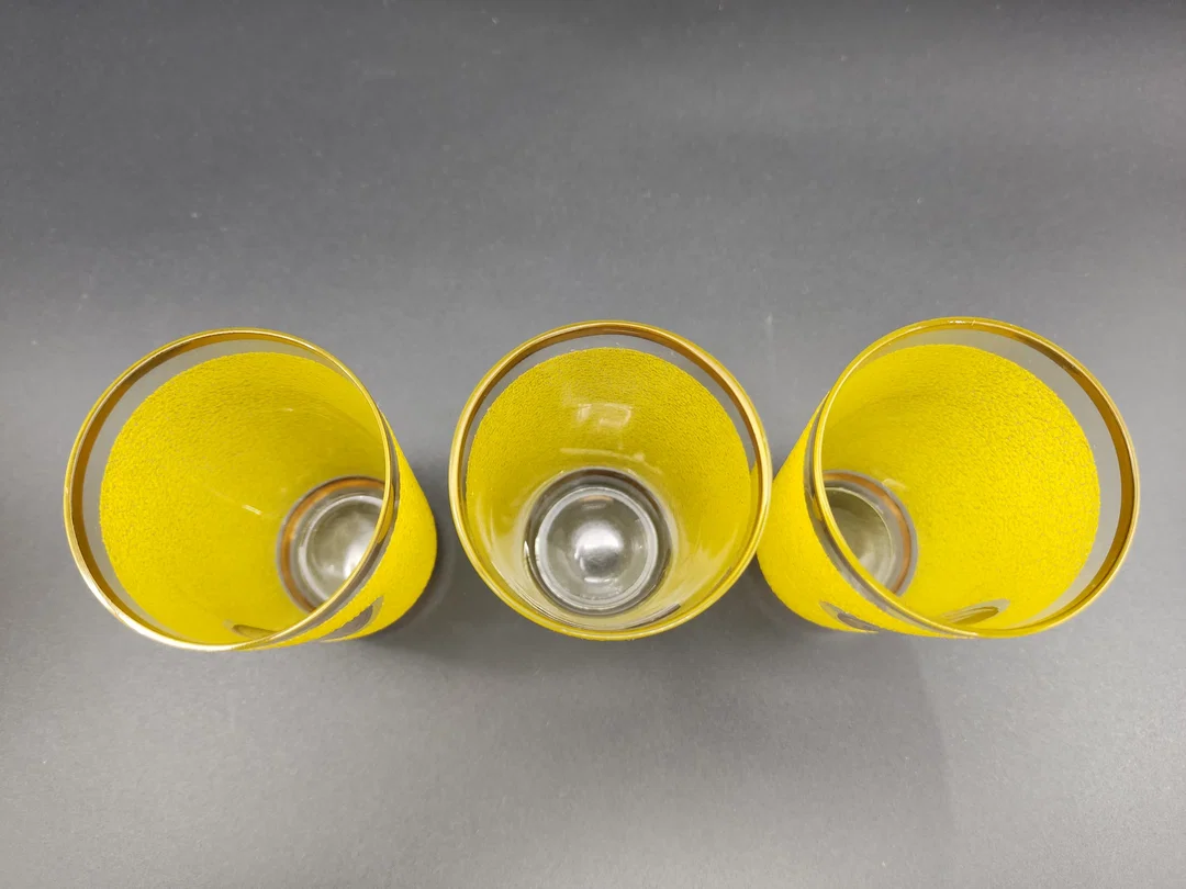 Vintage Likörset / Karaffe + 3 Gläser - gelb/transparent – Bild 6